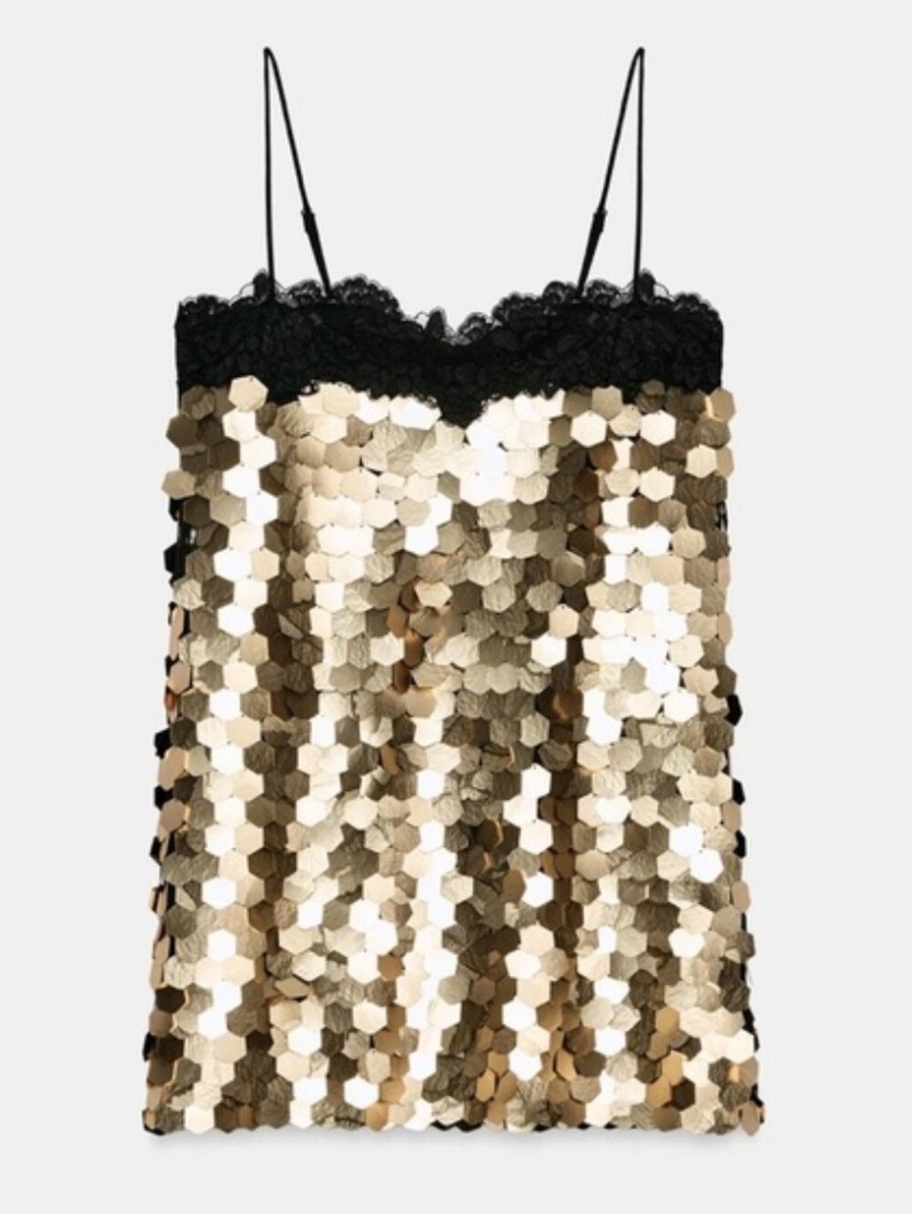 Zara  SEQUIN MINI DRESS GOLD SIZE S - Picture 5 of 12